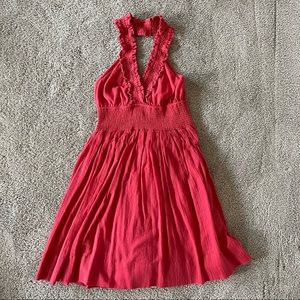 BCBGeneration Red Cotton Halter Dress Size Small